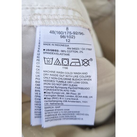 GAP Women's High Rise Girlfriend Khaki Wide Leg Stretch Pants Sz 8 Cotton Beige - Picture 8 of 8